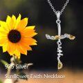 wholesale 925 Sterling Silver Cross with Sunflowers Pendant Necklace for Women Mom Wife Gift-0-5