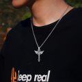 wholesale 925 Sterling Silver Angel Winged Crucifix Pendant Necklace with INRI and Wings Design - Mens Catholic s-0-3