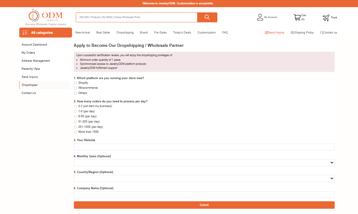 Account becomes dropshipper